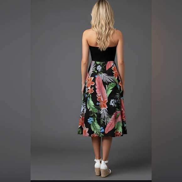 Boho Floral Print Tulip Hem Tube Dress - Picture 4 of 11
